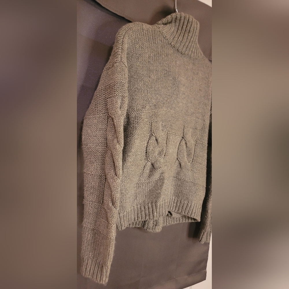 Grey Moda International Thick Woven Knit Button Up Sweater Sz Small - Picture 12 of 16